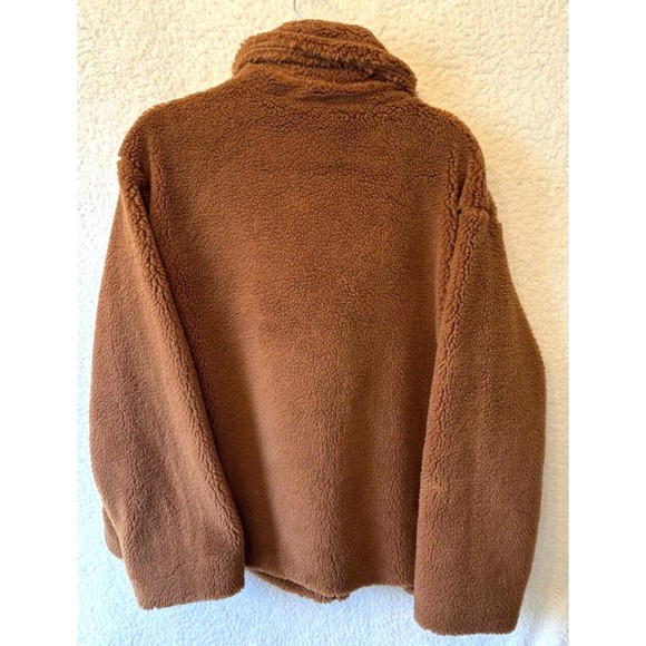 GAP Ladies Sherpa Jacket Brown X Large XL Button Closure Pockets Lined - Picture 11 of 14